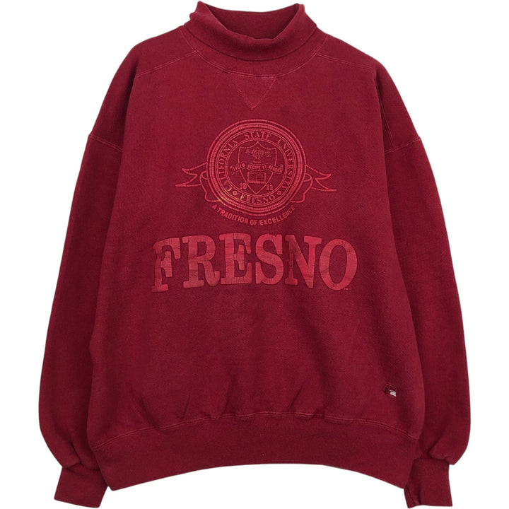 80s-90'S Russell Turtleneck College Sweatshirt, Made in USA, Men's XL equivalent, Vintage cotton Red type red-purple Vintage Second Hand