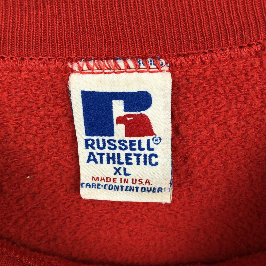 80s-90'S Russell College Sweatshirt, Made in USA, Men's XL, Vintage cotton red type Vintage Second Hand