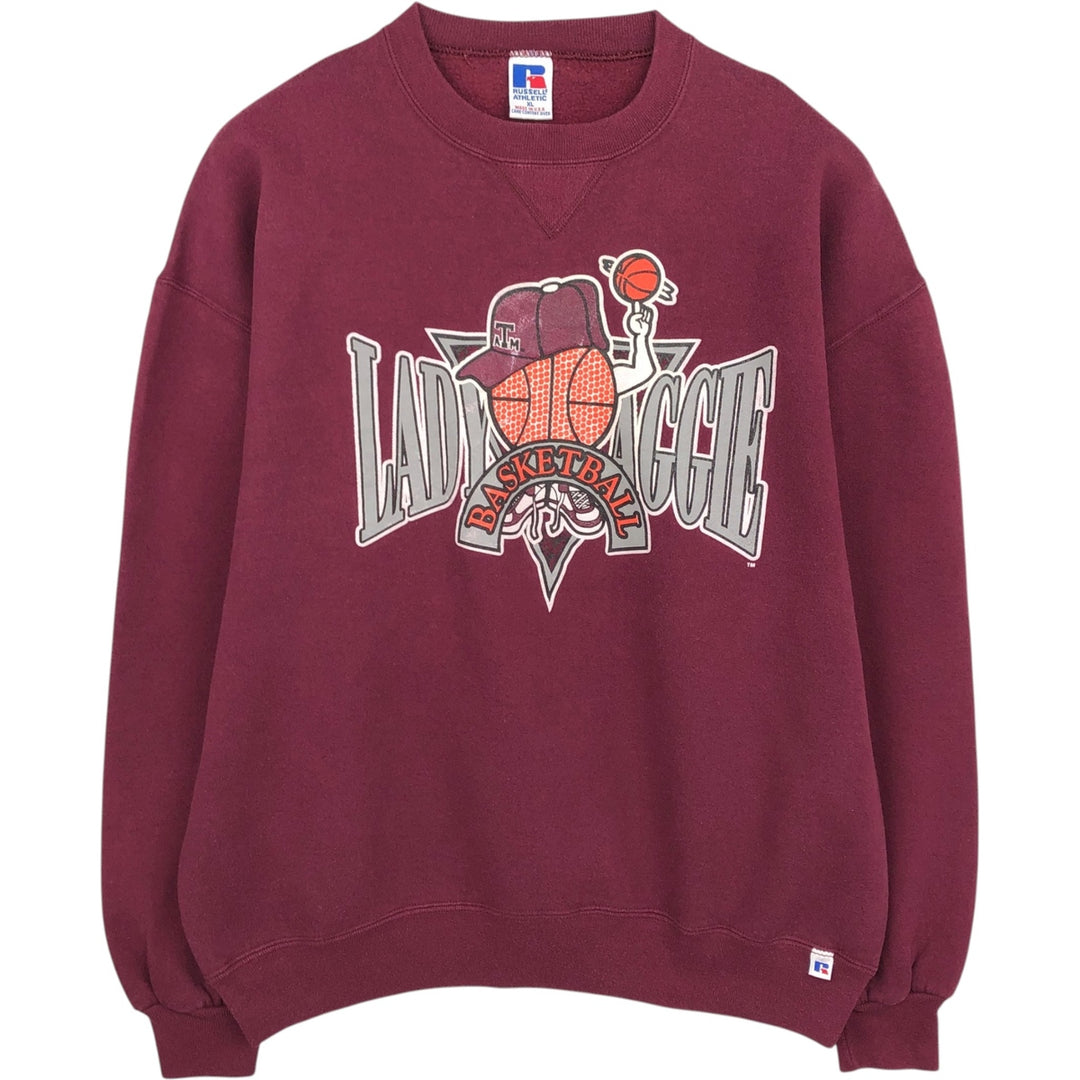 80s-90'S Russell College Sweatshirt, Made in USA, Men's XL, Vintage cotton Red type red-purple Vintage Second Hand