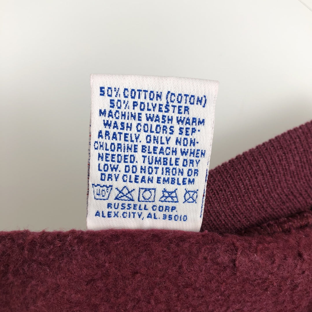 80s-90'S Russell College Sweatshirt, Made in USA, Men's XL, Vintage cotton Red type red-purple Vintage Second Hand