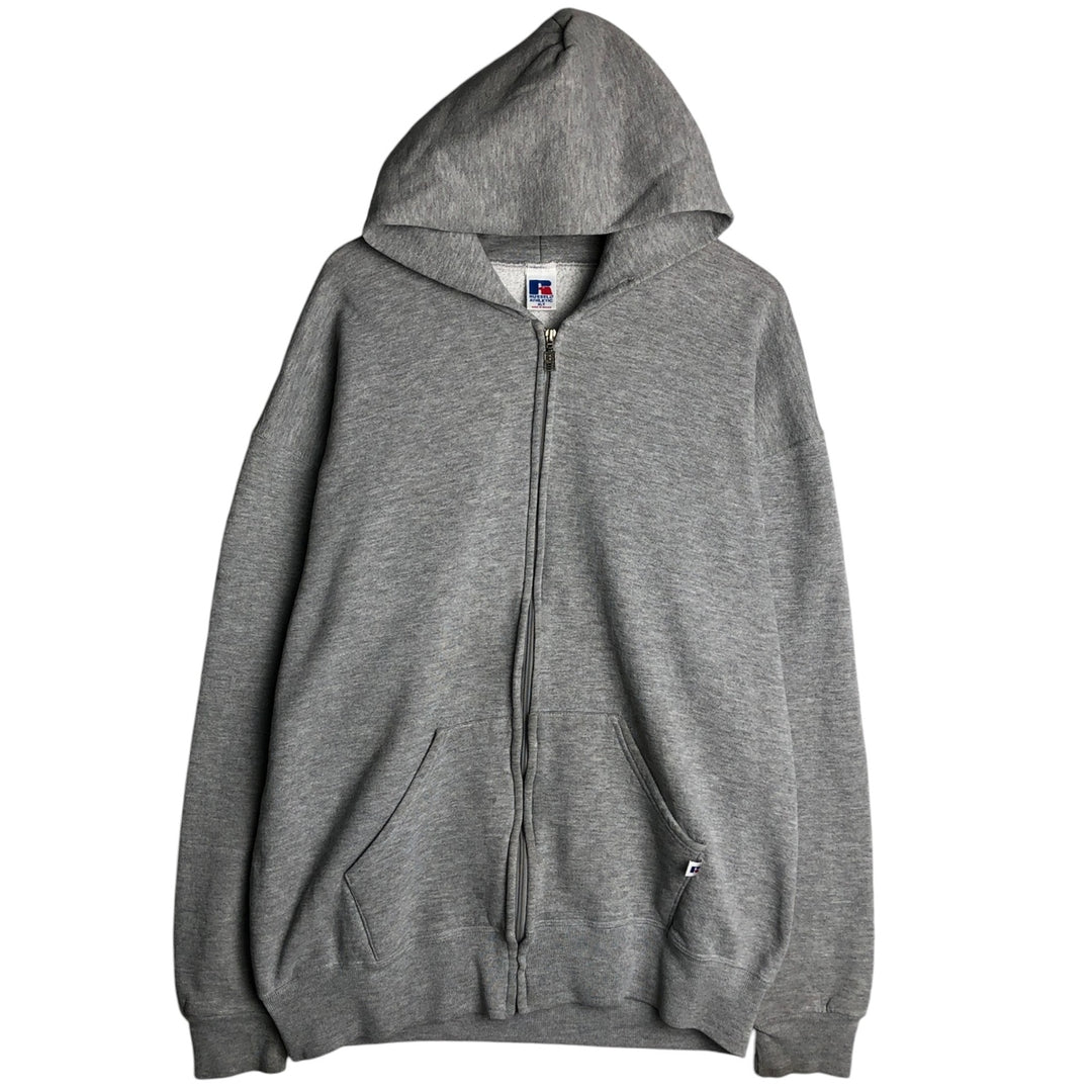 Vintage 90'S Russell Athletic full-zip sweatshirt, size XL, men's polyester gray type Vintage Second Hand