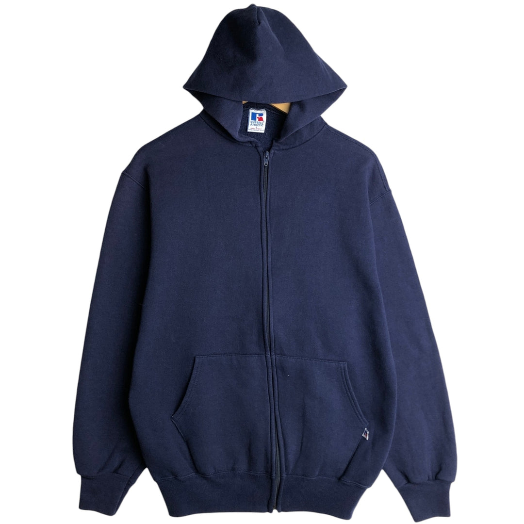 90s-00'S Russell ATHLETIC full-zip sweatshirt hoodie, made in the USA, men's size L, vintage cotton navy blue type Vintage Second Hand