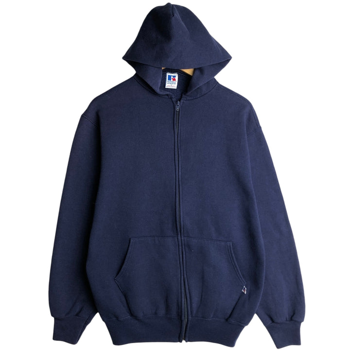 90s-00'S Russell ATHLETIC full-zip sweatshirt hoodie, made in the USA, men's size L, vintage cotton navy blue type Vintage Second Hand