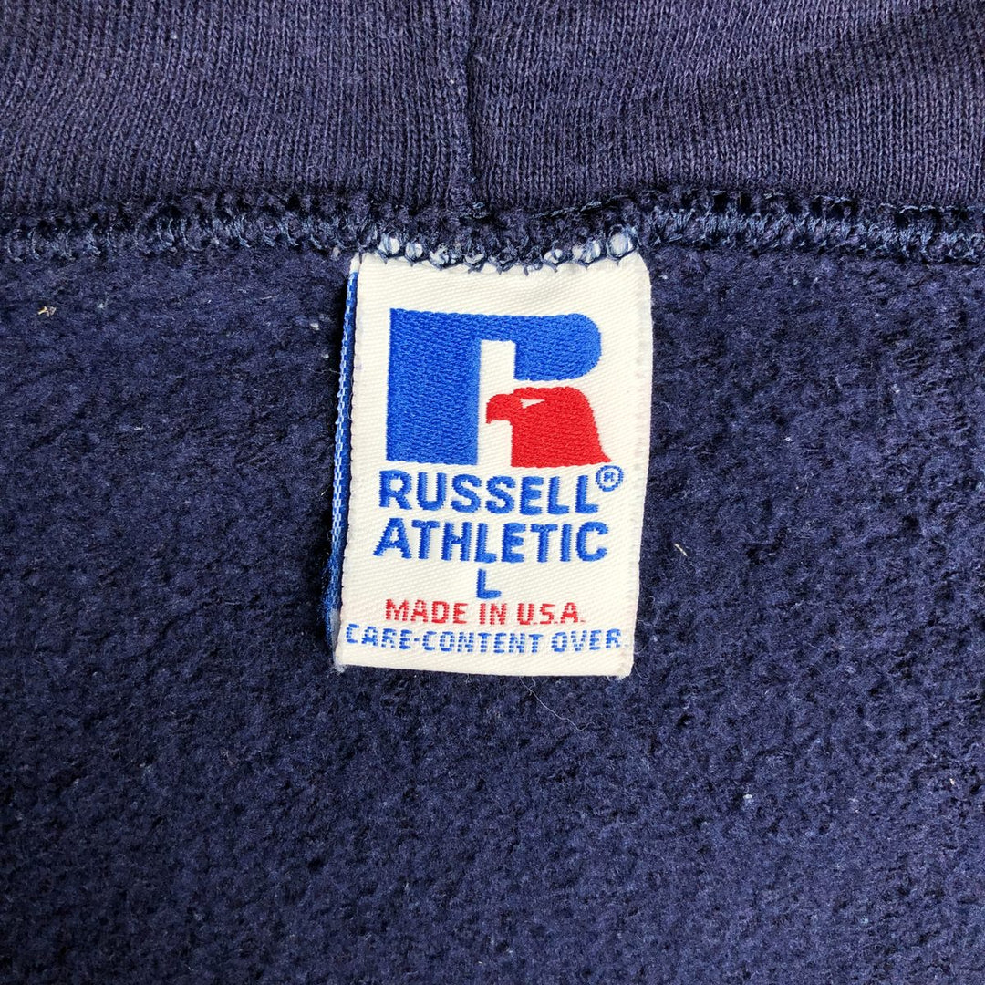 90s-00'S Russell ATHLETIC full-zip sweatshirt hoodie, made in the USA, men's size L, vintage cotton navy blue type Vintage Second Hand