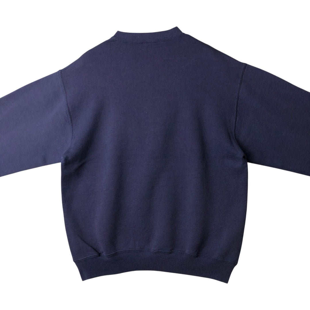 90'S Jerzees SUPER SWEATS Printed Sweatshirt, Made in USA, Men's Size L (approx.), Vintage cotton navy blue type Vintage Second Hand