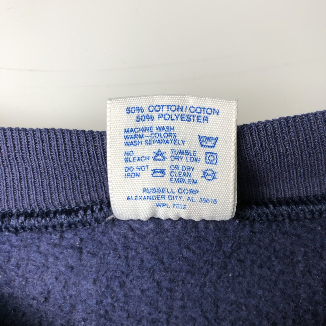 90'S Jerzees SUPER SWEATS Printed Sweatshirt, Made in USA, Men's Size L (approx.), Vintage cotton navy blue type Vintage Second Hand