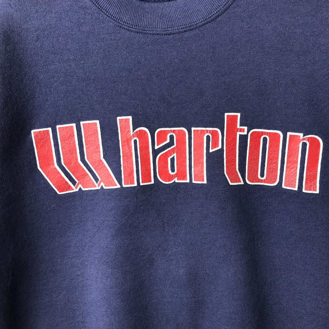 90'S Jerzees SUPER SWEATS Printed Sweatshirt, Made in USA, Men's Size L (approx.), Vintage cotton navy blue type Vintage Second Hand