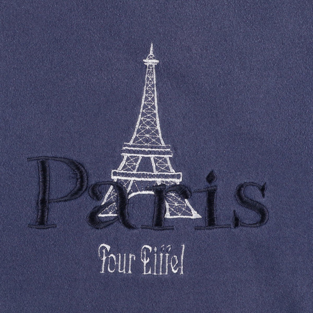 90'S Hanes TOP SWEATS Mock Neck Eiffel Tower Sweatshirt, Men's XL equivalent, Vintage cotton purple type Vintage Second Hand