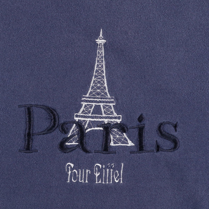 90'S Hanes TOP SWEATS Mock Neck Eiffel Tower Sweatshirt, Men's XL equivalent, Vintage cotton purple type Vintage Second Hand