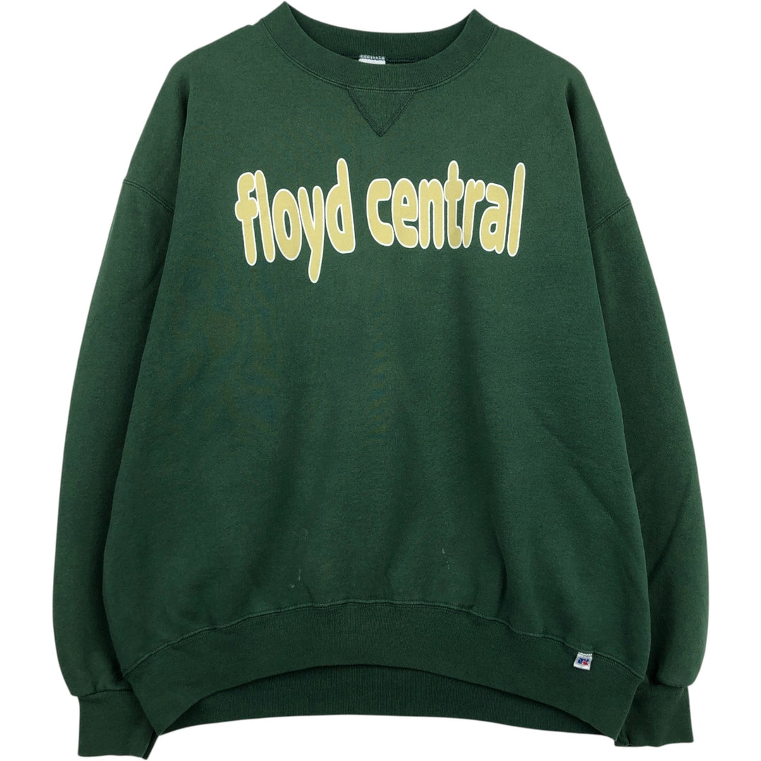 90'S Russell Athletic Print Sweatshirt, Made in USA, Men's XXL equivalent, Vintage cotton green type Vintage Second Hand