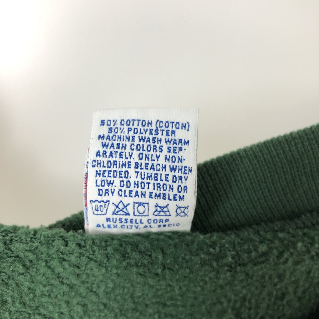 90'S Russell Athletic Print Sweatshirt, Made in USA, Men's XXL equivalent, Vintage cotton green type Vintage Second Hand