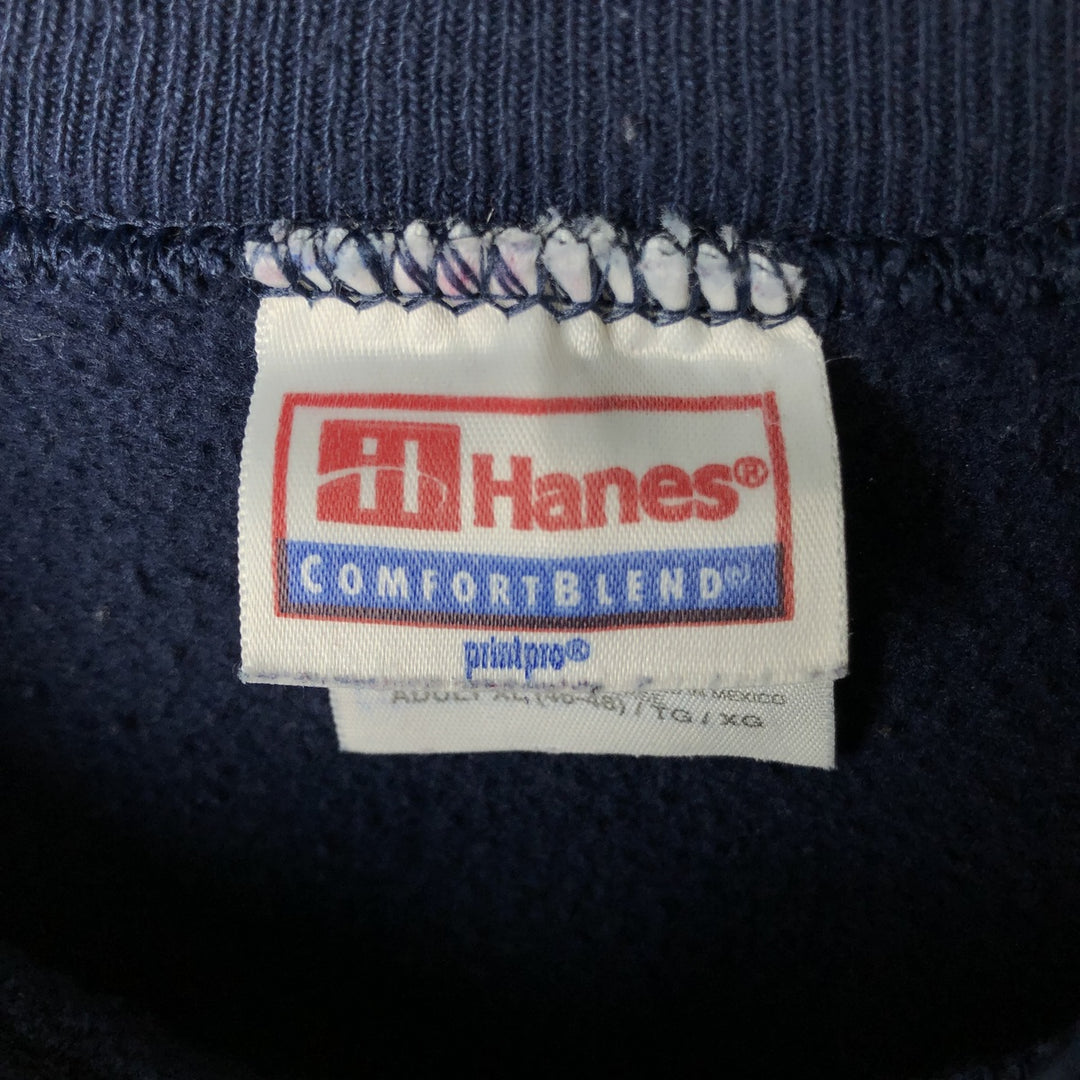 Hanes Printed Sweatshirt, Men's Size XL cotton navy blue type Vintage Second Hand