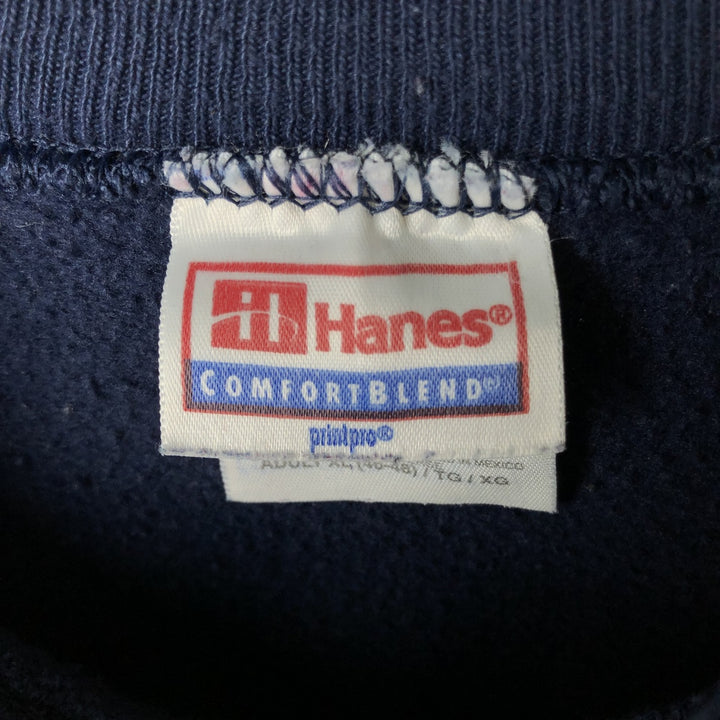 Hanes Printed Sweatshirt, Men's Size XL cotton navy blue type Vintage Second Hand