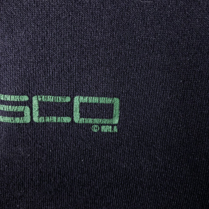Two-tone printed sweatshirt, made in the USA, men's size M equivalent. polyester navy blue type Vintage Second Hand