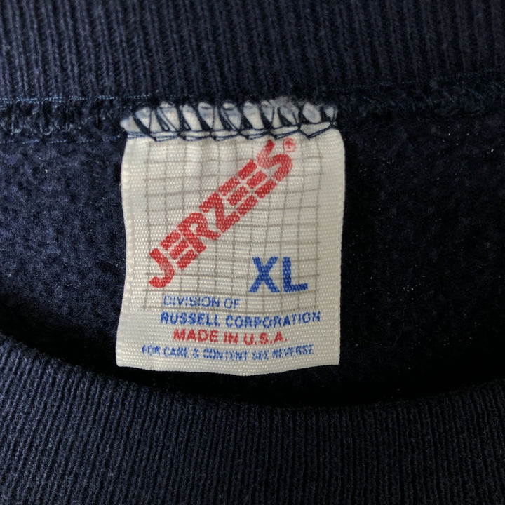 Vintage 80s-90'S Jerzees printed sweatshirt, sweatshirt, made in USA, men's XL size cotton navy blue type Vintage Second Hand