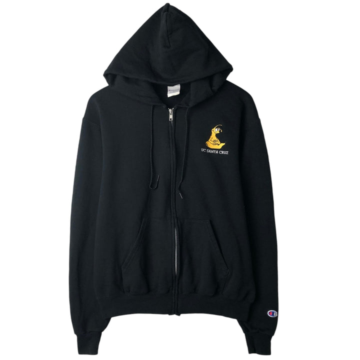 Champion UC SANTA CRUZ College Sweat Full-Zip Hoodie, Men's Size S (approx.) cotton black type Vintage Second Hand