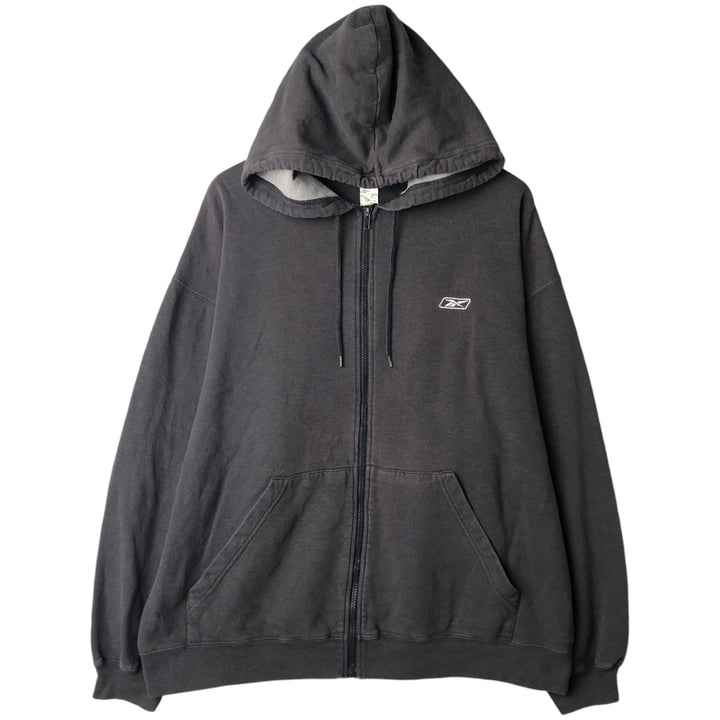 2000'S Reebok Sweat Full-Zip Hoodie, Men's Size XL cotton gray type Vintage Second Hand