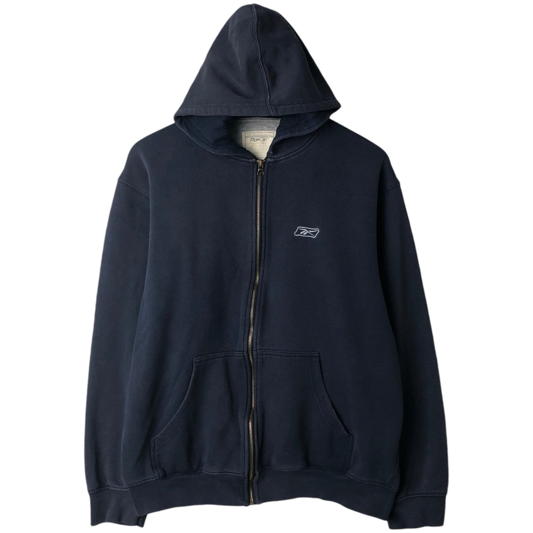 Reebok Sweat Full Zip Hoodie Men's Size L unclear navy blue type Vintage Second Hand