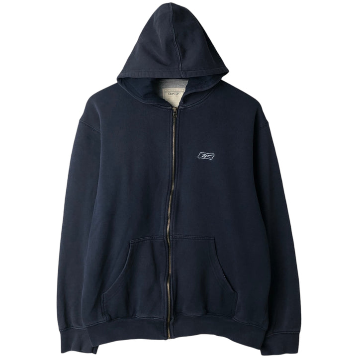 Reebok Sweat Full Zip Hoodie Men's Size L unclear navy blue type Vintage Second Hand