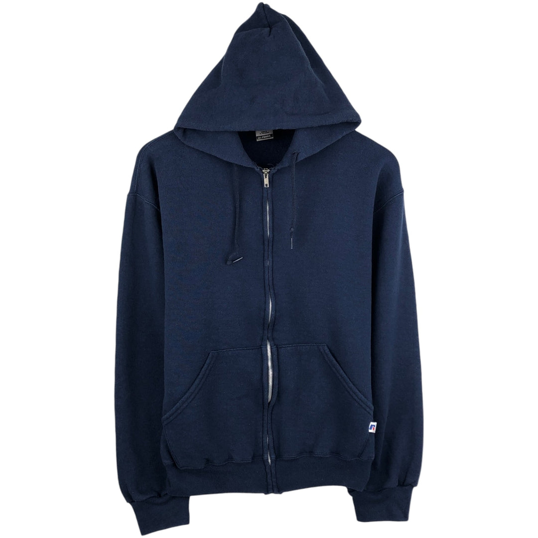 Russell Dri-POWER Sweat Full-Zip Hoodie (Men's Size S) cotton navy blue type Vintage Second Hand