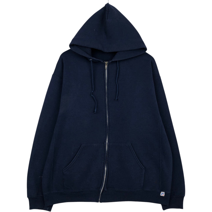 Russell Athletic Full-Zip Sweatshirt Hoodie, Men's Size XL (approx.) cotton navy blue type Vintage Second Hand