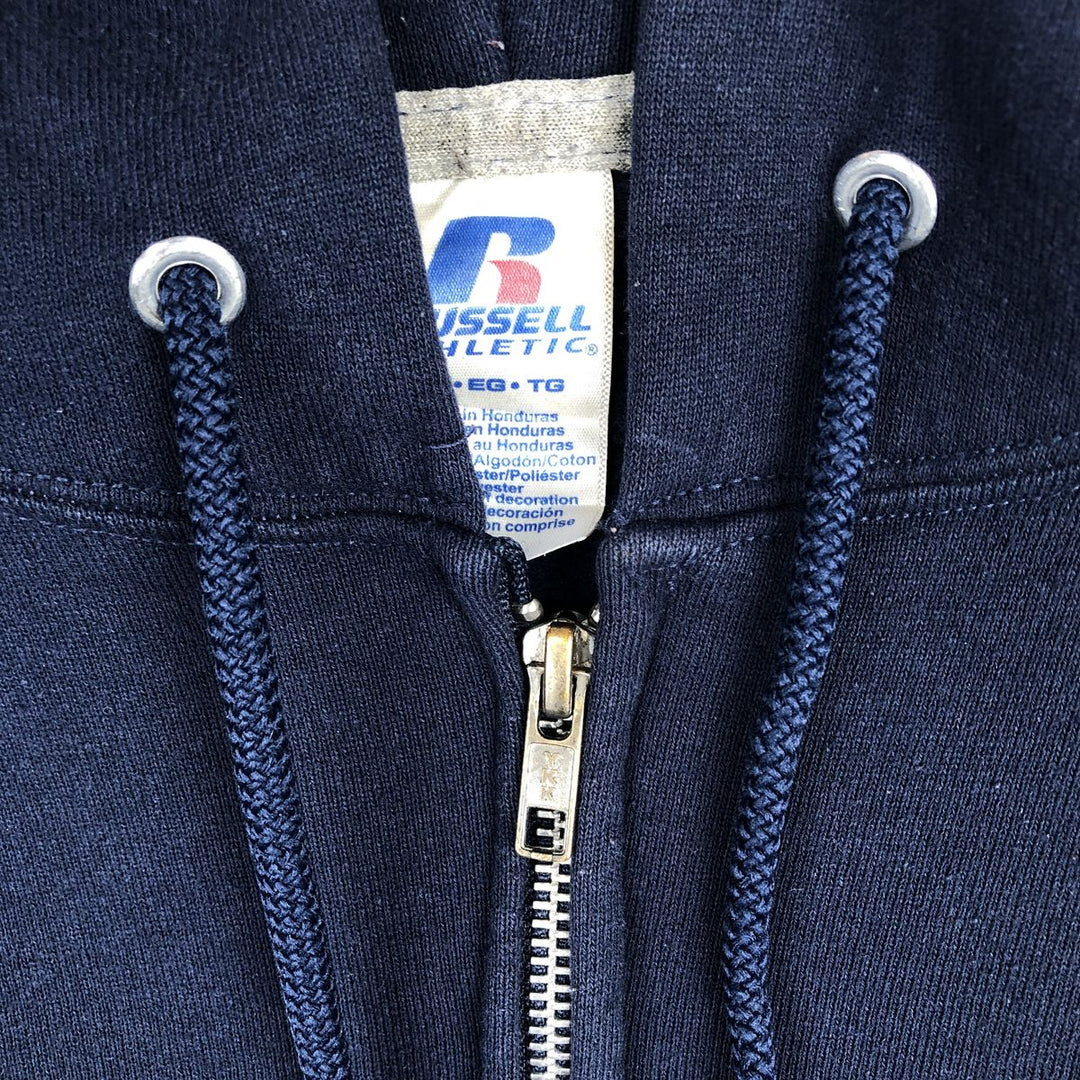Russell Athletic Full-Zip Sweatshirt Hoodie, Men's Size XL (approx.) cotton navy blue type Vintage Second Hand