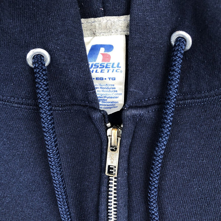 Russell Athletic Full-Zip Sweatshirt Hoodie, Men's Size XL (approx.) cotton navy blue type Vintage Second Hand