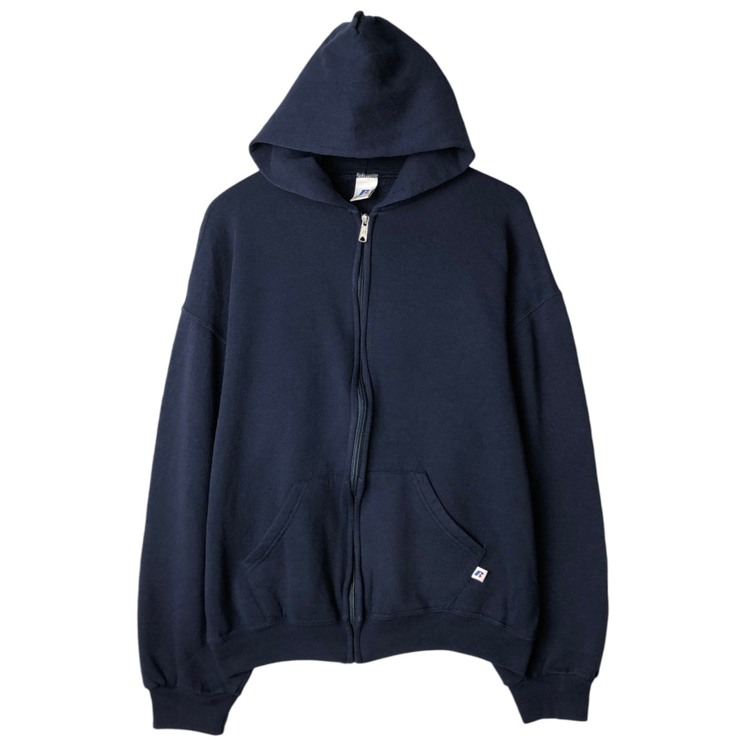 Russell Athletic Sweat Full-Zip Hoodie, Men's Size L (approx.) cotton navy blue type Vintage Second Hand