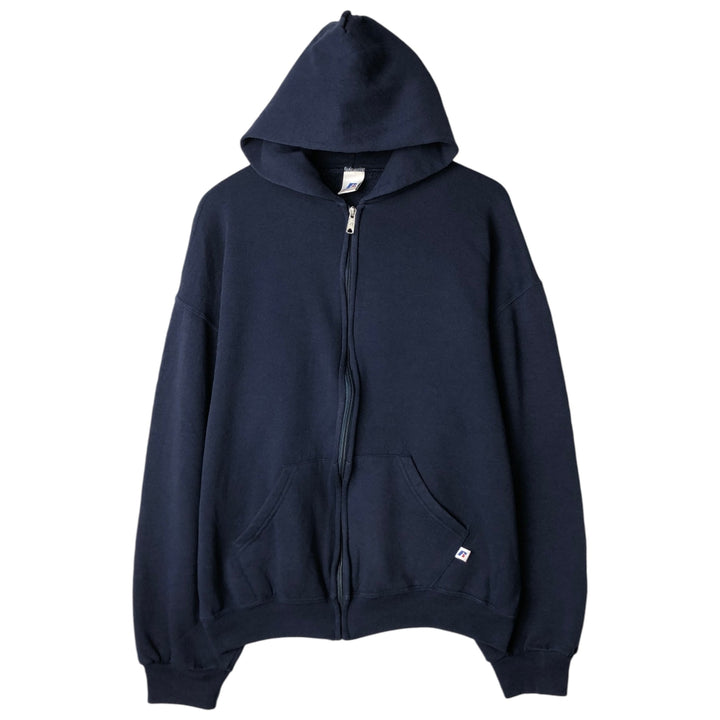 Russell Athletic Sweat Full-Zip Hoodie, Men's Size L (approx.) cotton navy blue type Vintage Second Hand