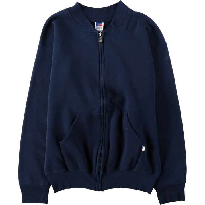 90'S Russell Athletic Full-Zip Sweatshirt, Made in USA, Men's Size M (Equivalent), Vintage cotton navy blue type Vintage Second Hand