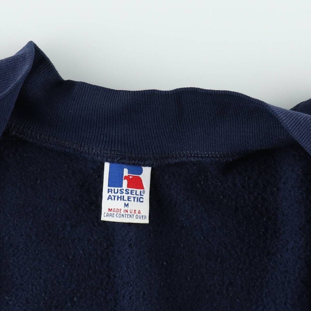 90'S Russell Athletic Full-Zip Sweatshirt, Made in USA, Men's Size M (Equivalent), Vintage cotton navy blue type Vintage Second Hand