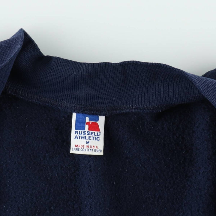 90'S Russell Athletic Full-Zip Sweatshirt, Made in USA, Men's Size M (Equivalent), Vintage cotton navy blue type Vintage Second Hand