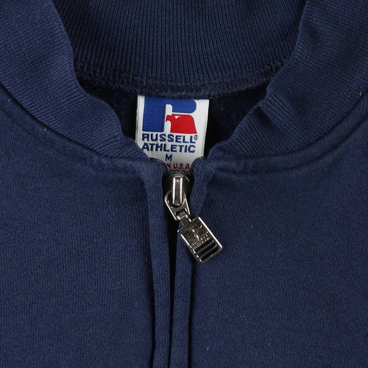 90'S Russell Athletic Full-Zip Sweatshirt, Made in USA, Men's Size M (Equivalent), Vintage cotton navy blue type Vintage Second Hand