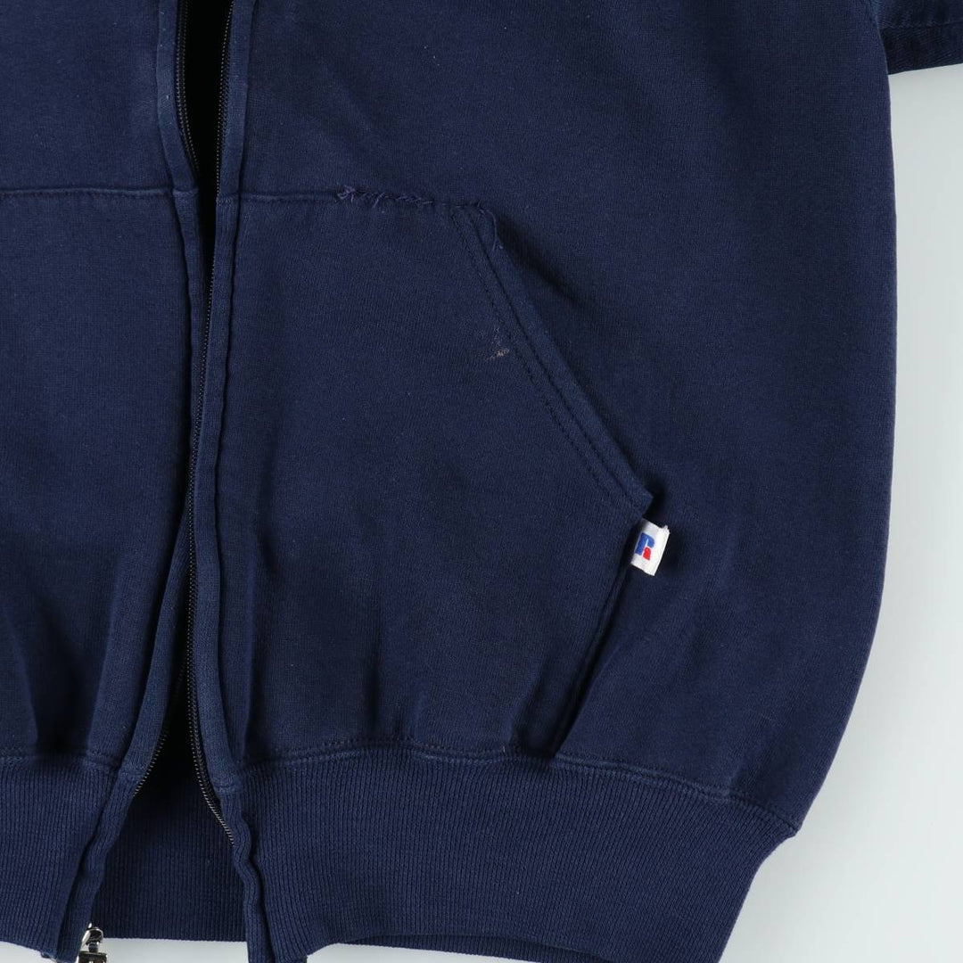 90'S Russell Athletic Full-Zip Sweatshirt, Made in USA, Men's Size M (Equivalent), Vintage cotton navy blue type Vintage Second Hand