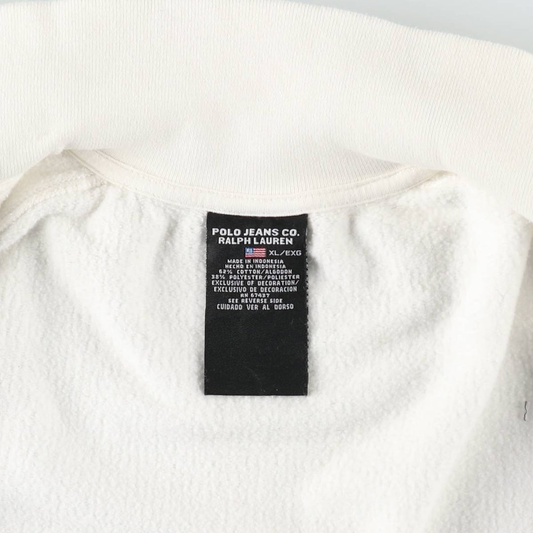 2000'S Ralph Lauren Polo Jeans Company full-zip sweatshirt, men's size XL cotton white type Vintage Second Hand