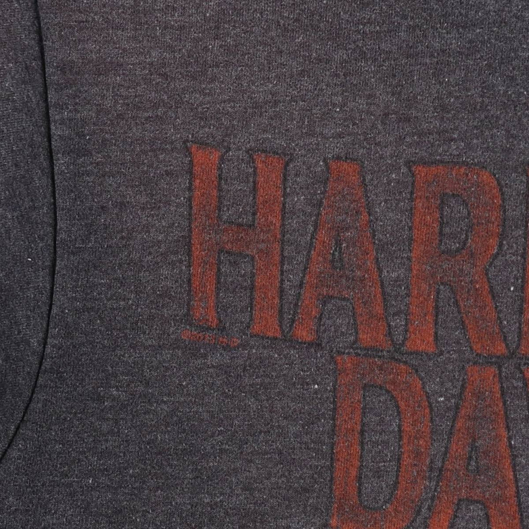 Harley-Davidson Skull Pattern Full-Zip Sweatshirt (Men's Size L) unclear gray type Vintage Second Hand