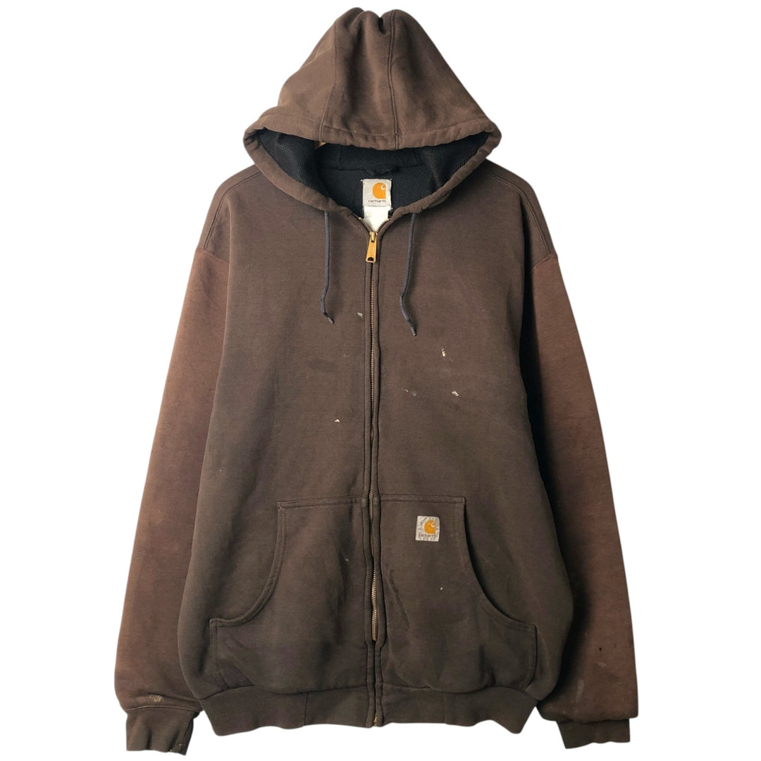 Carhartt Sweat Full Zip Hoodie Men's XL cotton brown type Vintage Second Hand