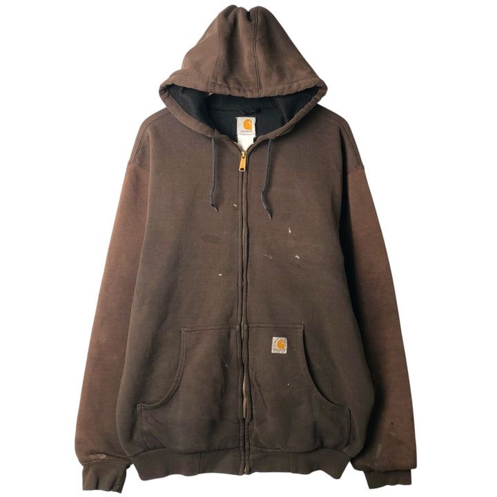 Carhartt Sweat Full Zip Hoodie Men's XL cotton brown type Vintage Second Hand