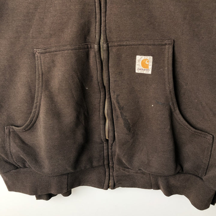 Carhartt Sweat Full Zip Hoodie Men's XL cotton brown type Vintage Second Hand