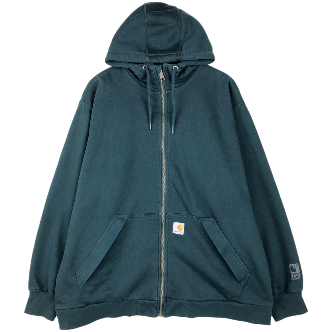 Carhartt RAIN DEFENDER Sweat Full Zip Hoodie Men's XL cotton green type Vintage Second Hand
