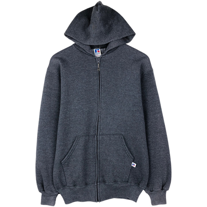 90s-00'S Russell Athletic Full-Zip Sweatshirt Hoodie, Made in USA, Men's Size M (Equivalent), Vintage cotton gray type Vintage Second Hand