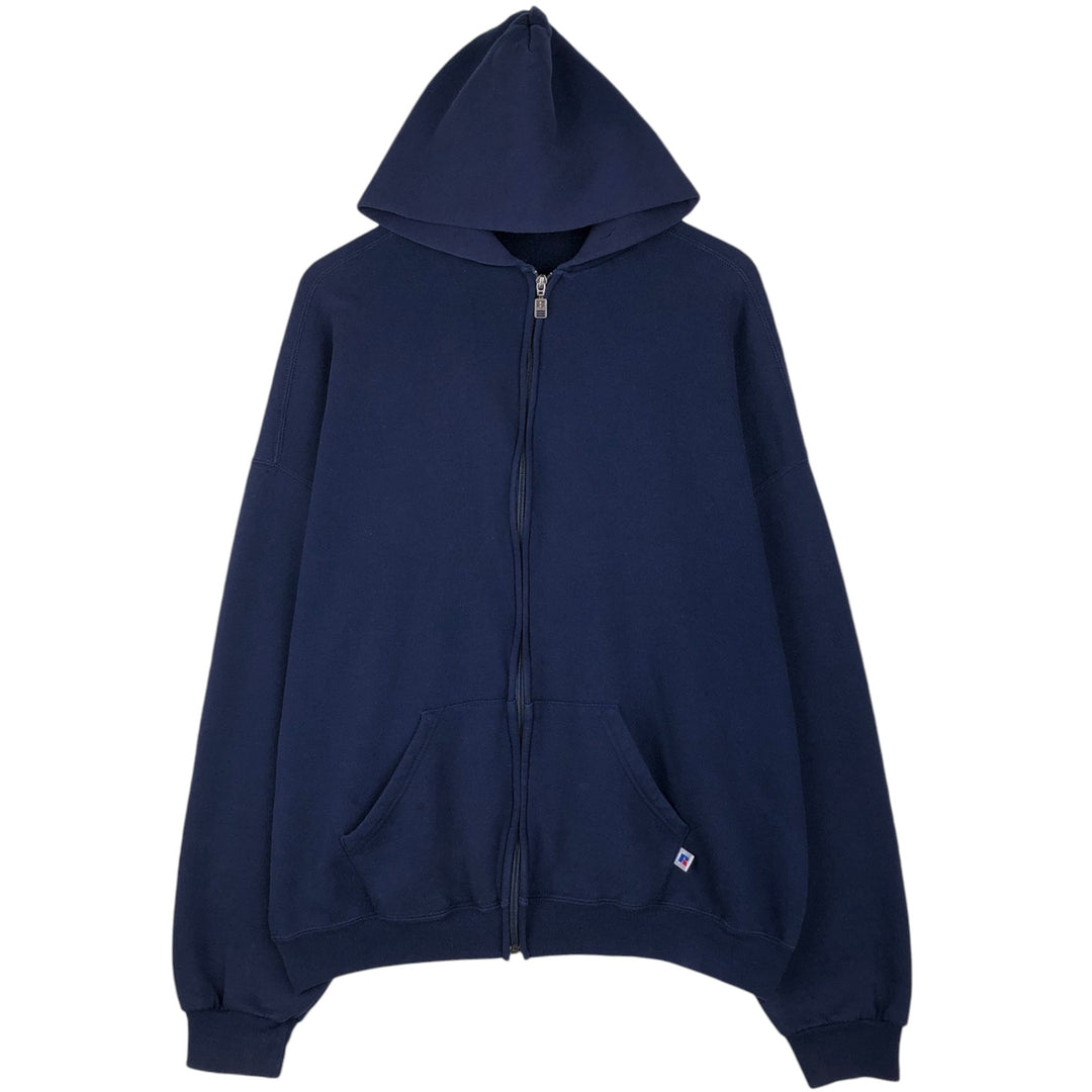 90s-00'S Russell Athletic Full-Zip Sweatshirt Hoodie, Men's XXL equivalent, Vintage cotton navy blue type Vintage Second Hand