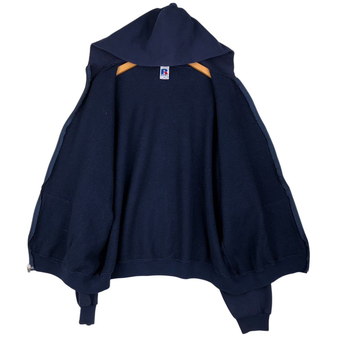 90s-00'S Russell Athletic Full-Zip Sweatshirt Hoodie, Men's XXL equivalent, Vintage cotton navy blue type Vintage Second Hand