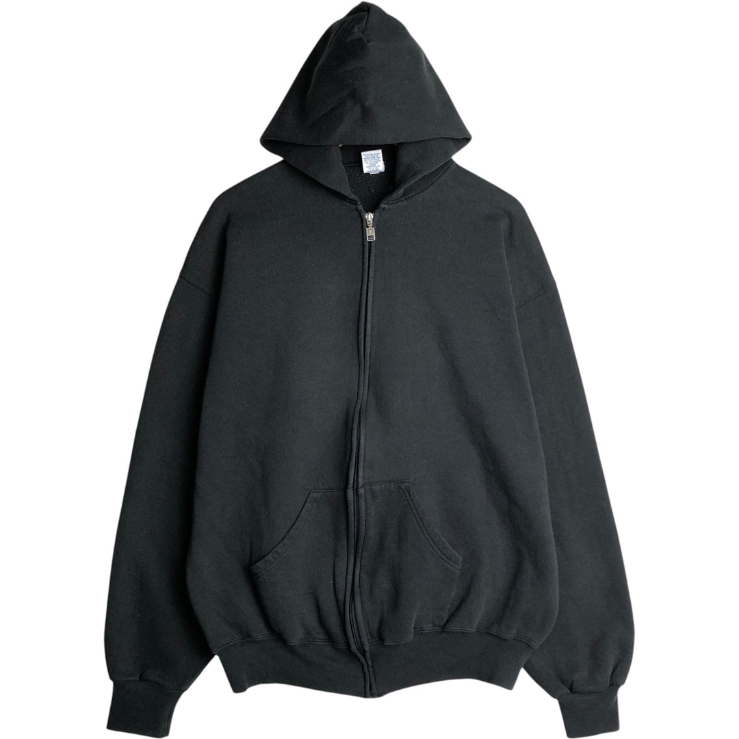 90s-00'S Russell Athletic Full-Zip Sweatshirt Hoodie, Men's Size XL (Equivalent), Vintage cotton black type Vintage Second Hand