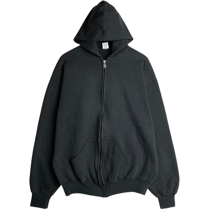 90s-00'S Russell Athletic Full-Zip Sweatshirt Hoodie, Men's Size XL (Equivalent), Vintage cotton black type Vintage Second Hand