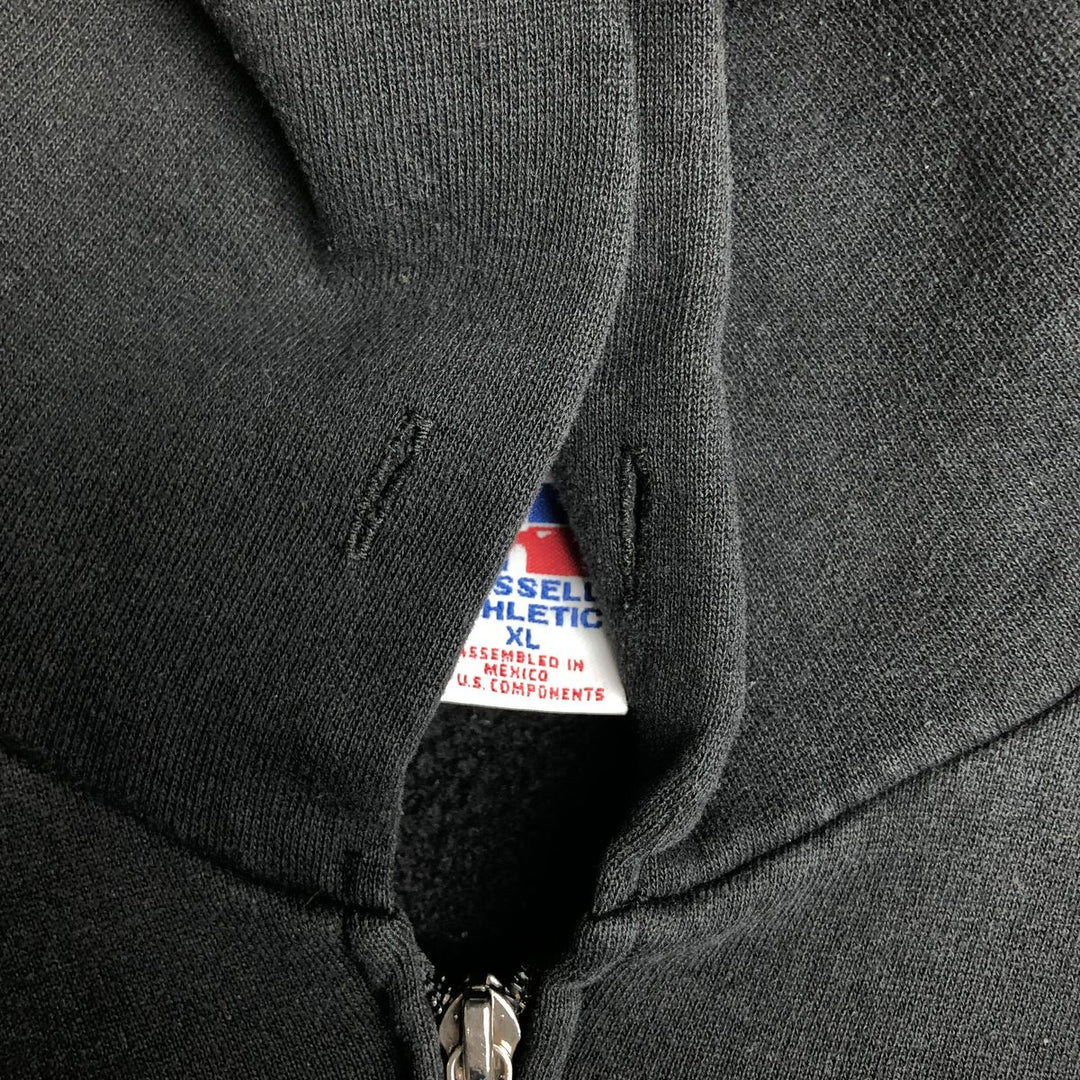 90s-00'S Russell Athletic Full-Zip Sweatshirt Hoodie, Men's Size XL (Equivalent), Vintage cotton black type Vintage Second Hand