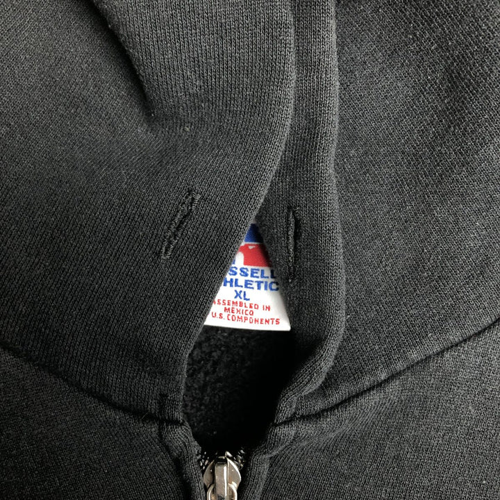 90s-00'S Russell Athletic Full-Zip Sweatshirt Hoodie, Men's Size XL (Equivalent), Vintage cotton black type Vintage Second Hand