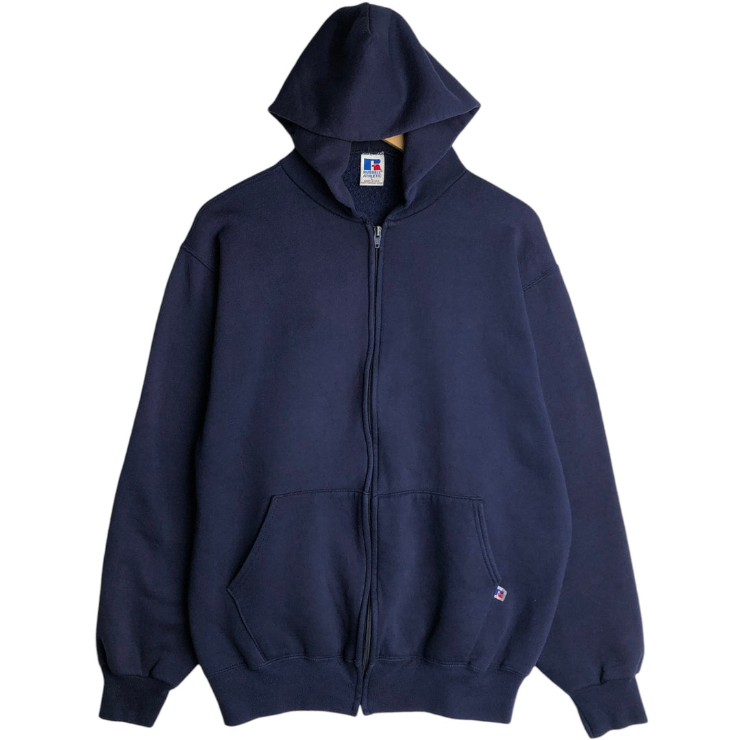 90s-00'S Russell ATHLETIC full-zip sweatshirt hoodie, made in the USA, men's size L, vintage cotton navy blue type Vintage Second Hand