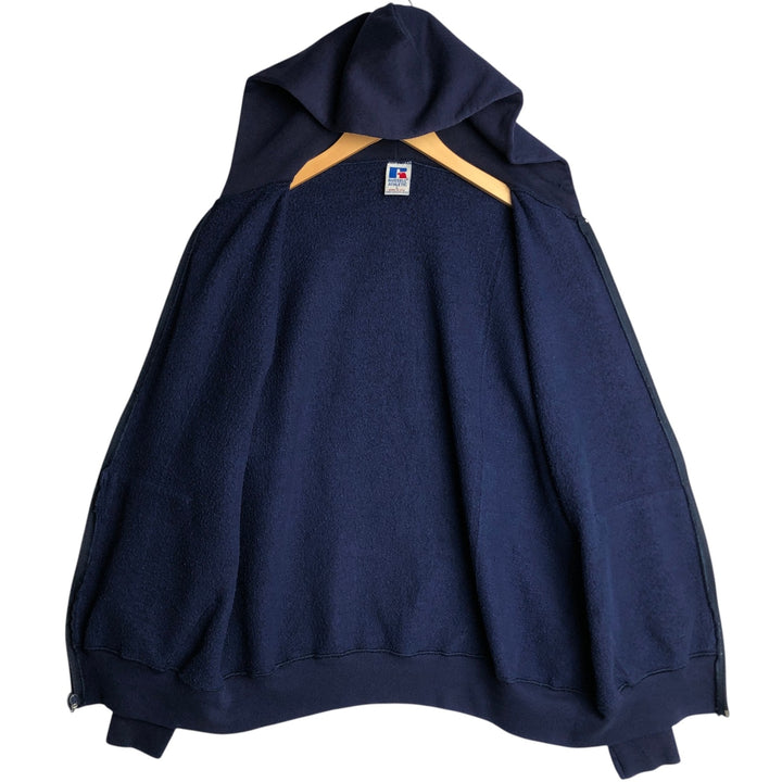 90s-00'S Russell ATHLETIC full-zip sweatshirt hoodie, made in the USA, men's size L, vintage cotton navy blue type Vintage Second Hand