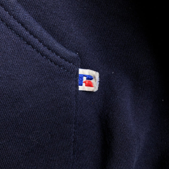 90s-00'S Russell ATHLETIC full-zip sweatshirt hoodie, made in the USA, men's size L, vintage cotton navy blue type Vintage Second Hand